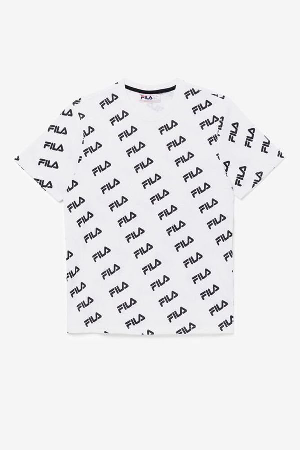 Camisetas Fila Homem Branco/Pretas - Fila Diagonal Logo Sleeve En Portugal,BCAM-94651